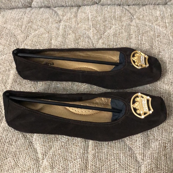 NEW PERLINA BROWN BALLETS FLATS SIZE 7 ROYAL LEATHER UPPER - Picture 2 of 7